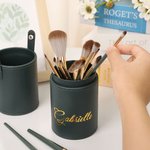 Personalised Leather Name Makeup Brush Pouch Barrel with 14 Pcs Makeup Brushes Birthday Gift for Women