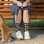 Personalisierte Multicolor Plaid Hund Katze Haustier Menschen Gesicht Foto Design Tube Socken mit Namen Geburtstag Weihnachten Geschenk für Familie