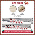 Personalizzato carino pupazzo di neve famiglia lino Runner da tavolo con 3-10 nomi Inverno Festival Decor Natale regalo di festa per bambini famiglia