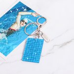 Personalized Swimming Pool Water Ripples Keychain with Engraved Name Tag Birthday Anniversary Gift for Swimmer Swimming Lover