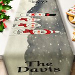 Personalizzato carino pupazzo di neve famiglia lino Runner da tavolo con 3-10 nomi Inverno Festival Decor Natale regalo di festa per bambini famiglia