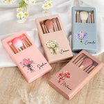 Set di pennelli per il trucco personalizzato con nome 5 pezzi e specchio Regalo di compleanno e anniversario per donne e ragazze