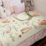 Personalisierte niedliche Waschbär Bär Woodland Tier anfängliche weiche Wurf Decke Home Decor Geburtstag Baby Dusche Geschenk für Kinder