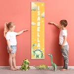 Personlig Dinosaurie Höjdmätningslinjal med namn Barnkammare Babyrumsinredning Födelsedag Dopgåva för barn