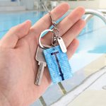Personalized Swimming Pool Water Ripples Keychain with Engraved Name Tag Birthday Anniversary Gift for Swimmer Swimming Lover