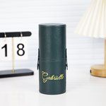 Personalised Leather Name Makeup Brush Pouch Barrel with 14 Pcs Makeup Brushes Birthday Gift for Women