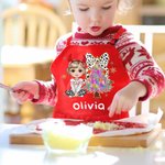 Personalised Cartoon Character Glitter Christmas Tree Adjustable Kid Apron Chef Hat Set with Name Christmas Birthday Gift for Boys Girls