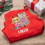 Personalised Cartoon Character Glitter Christmas Tree Adjustable Kid Apron Chef Hat Set with Name Christmas Birthday Gift for Boys Girls