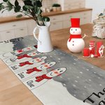 Personalizzato carino pupazzo di neve famiglia lino Runner da tavolo con 3-10 nomi Inverno Festival Decor Natale regalo di festa per bambini famiglia