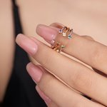 Gepersonaliseerde minimalistische 2 geboortestenen stapelring sierlijke sieraden verjaardagscadeau voor vrouwen