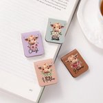 Personalized Highland Cow Birth Flower Magnetic Leather Bookmark Clip with Name Birthday Gift for Highland Cow Lovers