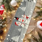 Personalizzato carino pupazzo di neve famiglia lino Runner da tavolo con 3-10 nomi Inverno Festival Decor Natale regalo di festa per bambini famiglia