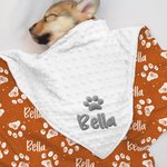 Personalised Cute Paw Print Soft Throw Blanket with Name Birthday Christmas Gift for  Cat Dog Pet Lover