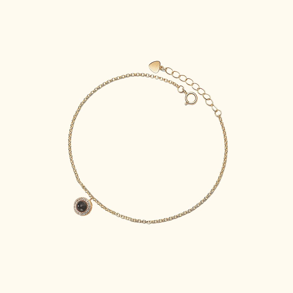 Bracelet ajustable personnalisé Minimaliste Zircon Photo Projection Bijoux délicats Anniversaire Cadeau d'anniversaire pour femmes