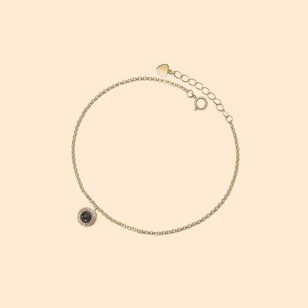 Personalizzato Minimalista Zircone Foto Proiezione Bracciale Regolabile Dainty Gioielli Anniversario Compleanno Regalo per le Donne