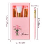 Set di pennelli per il trucco personalizzato con nome 5 pezzi e specchio Regalo di compleanno e anniversario per donne e ragazze