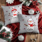 Personalizzato cappello carino pupazzo di neve inverno fiocco di neve cuscino copertina con nome Festival Home Decor Buon Natale compleanno regalo per