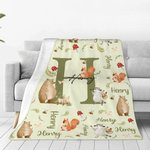 Personalisierte niedliche Waschbär Bär Woodland Tier anfängliche weiche Wurf Decke Home Decor Geburtstag Baby Dusche Geschenk für Kinder