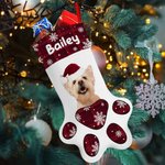 Personalised Cat Dog Paw Prints Pet Photo Christmas Stocking with Name Christmas Tree Decor Gift for Kids Pet Lover