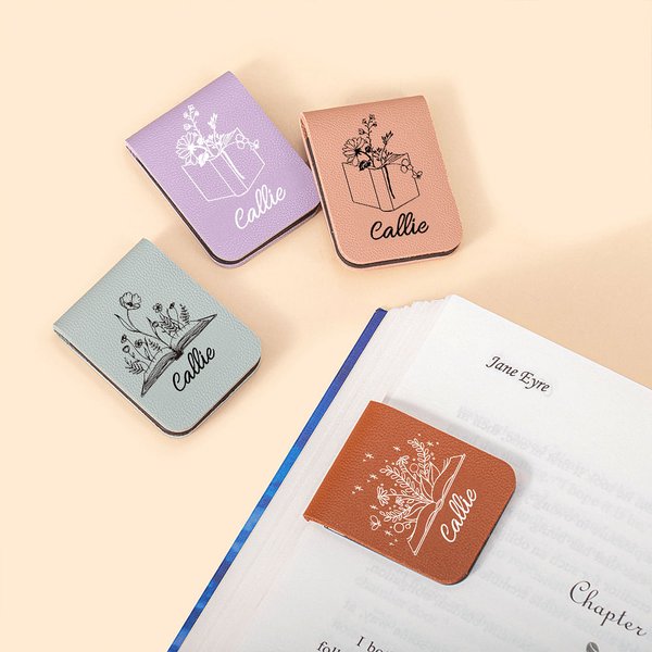 Personalisierte Buch wächst Blumen magnetische Leder Lesezeichen Clip mit Namen Lesen Schreibwaren liefert Geburtstagsgeschenk für Bücherwürmer