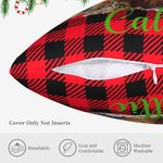Personalized Holly Santa Hat Highland Cow Colorful Plaid Throw Pillow Cover with Name Home Decor Birthday Christmas Gift for Highland Cow Lovers