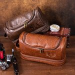Trousse de Toilette Cuir PU Élégante et Spacieuse Personnalisé avec Monogramme et Nom Cadeau pour Homme