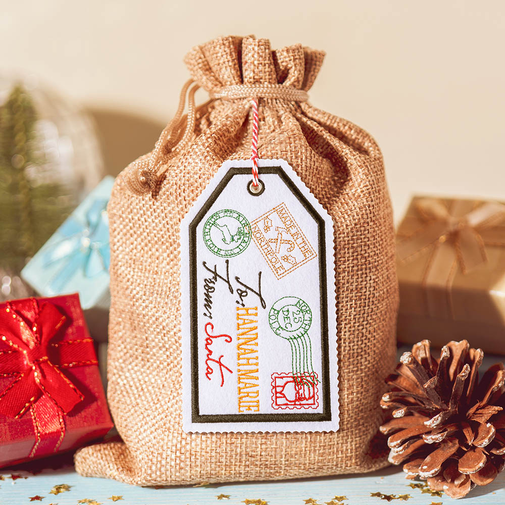 Etiquette de livraison personnalisée au Pôle Nord avec nom brodé Cadeau de Noël pour la famille et les amis
