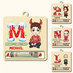Personalised Cartoon Character Wooden Initial Money Holder Christmas Ornament with Name Christmas Tree Hanging Decor Gift for Family