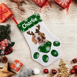Personalised Cat Dog Paw Prints Pet Photo Christmas Stocking with Name Christmas Tree Decor Gift for Kids Pet Lover