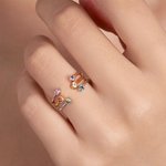 Gepersonaliseerde minimalistische 2 geboortestenen stapelring sierlijke sieraden verjaardagscadeau voor vrouwen