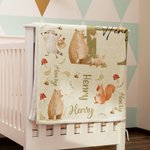 Personalisierte niedliche Waschbär Bär Woodland Tier anfängliche weiche Wurf Decke Home Decor Geburtstag Baby Dusche Geschenk für Kinder
