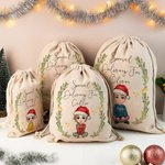 Sac de Noël personnalisé avec nom et prénom Cadeau de Noël pour les enfants