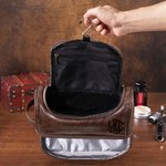 Trousse de Toilette Cuir PU Élégante et Spacieuse Personnalisé avec Monogramme et Nom Cadeau pour Homme