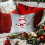 Personalizzato cappello carino pupazzo di neve inverno fiocco di neve cuscino copertina con nome Festival Home Decor Buon Natale compleanno regalo per