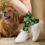 Personalisierte Multicolor Plaid Hund Katze Haustier Menschen Gesicht Foto Design Tube Socken mit Namen Geburtstag Weihnachten Geschenk für Familie