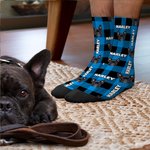 Personalisierte Multicolor Plaid Hund Katze Haustier Menschen Gesicht Foto Design Tube Socken mit Namen Geburtstag Weihnachten Geschenk für Familie