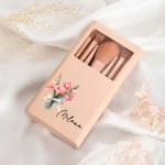 Set di pennelli per il trucco personalizzato con nome 5 pezzi e specchio Regalo di compleanno e anniversario per donne e ragazze