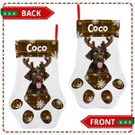 Personalised Cat Dog Paw Prints Pet Photo Christmas Stocking with Name Christmas Tree Decor Gift for Kids Pet Lover