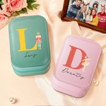 Personalized Classic Fairy Tale Character Leather Jewellery Box with Name Initial Changing Colour LED Makeup Mirror Birthday Wedding Gift for Women