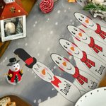 Personalizzato carino pupazzo di neve famiglia lino Runner da tavolo con 3-10 nomi Inverno Festival Decor Natale regalo di festa per bambini famiglia