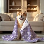 Personalised Cute Paw Print Soft Throw Blanket with Name Birthday Christmas Gift for  Cat Dog Pet Lover