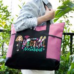 Personalized Cartoon Character Medical Assistant Large Mesh Tote Bag Birthday Travel Accessories Gift for Nurse Doctor Medical Staff