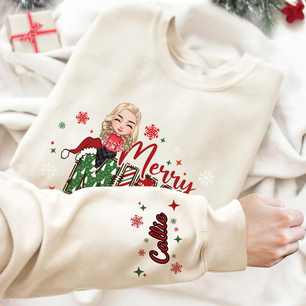 Sweatshirt personnalisé Multicolore Joyeux Flocon de Neige Personnalisé avec Nom Noël Anniversaire Cadeau pour Ami Famille