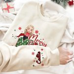 Personalisierte Multicolor fröhliche Schneeflocke Cartoon Charakter Sweatshirt mit Namen Weihnachten Geburtstag Geschenk für Freund Familie