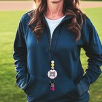 Personalized Glitter Basketball Volleyball Beaded Sport Lanyard with Name Back to School Appreciation Gift for Sports Lover Coach Team