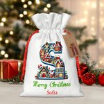 Gepersonaliseerde Kerstboom Sneeuwpop Elf Iglo Canvas Canvas Gift Bag met naam initiaal en nummer Kerstfeest Favors Gift voor kinderen familie