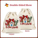 Sac cadeau personnalisé avec cordon de serrage Joy To the World Cartoon Character Christmas Party Birthday Gift for Family Friends