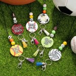 Personalized Glitter Basketball Volleyball Beaded Sport Lanyard with Name Back to School Appreciation Gift for Sports Lover Coach Team