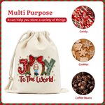 Sac cadeau personnalisé avec cordon de serrage Joy To the World Cartoon Character Christmas Party Birthday Gift for Family Friends