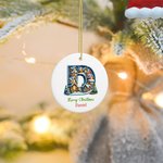 Personalised Merry Christmas Santa Hat Snowman Initial Ceramic Ornament With Name Christmas Tree Decor Party Gift For Family
